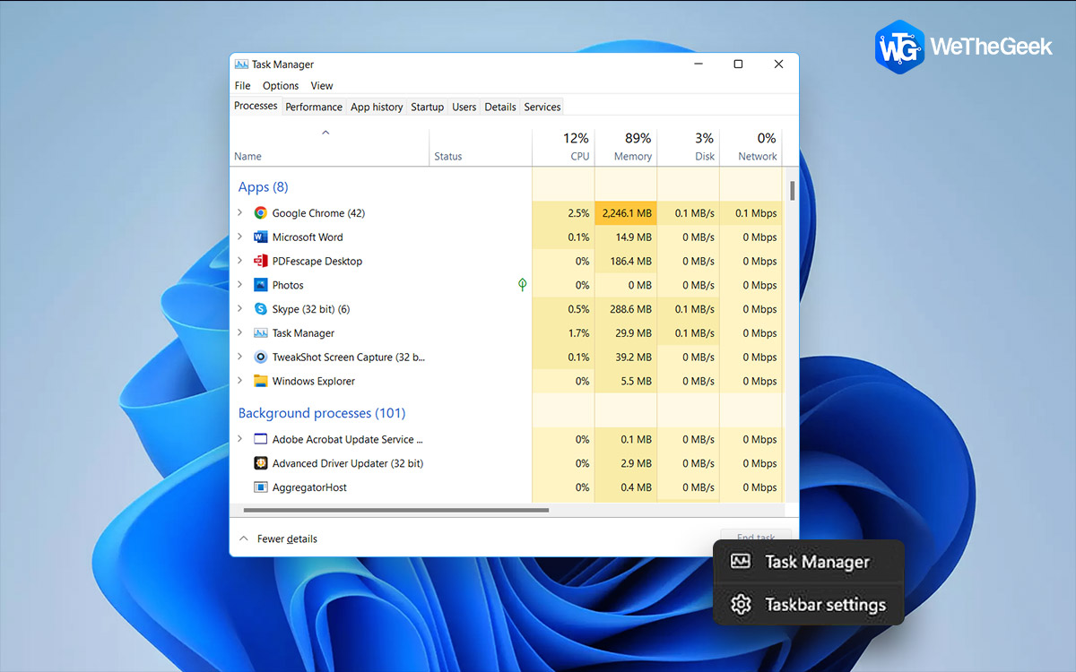 How to Enable Task Manager Option in Taskbar Context Menu