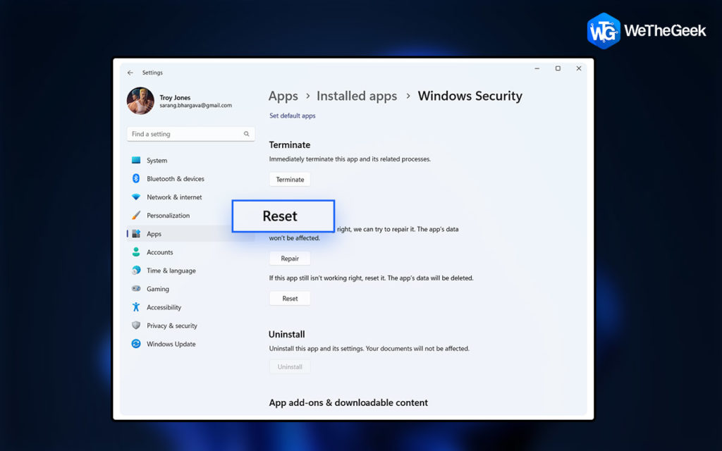 How To Reset Windows Security In Windows 11