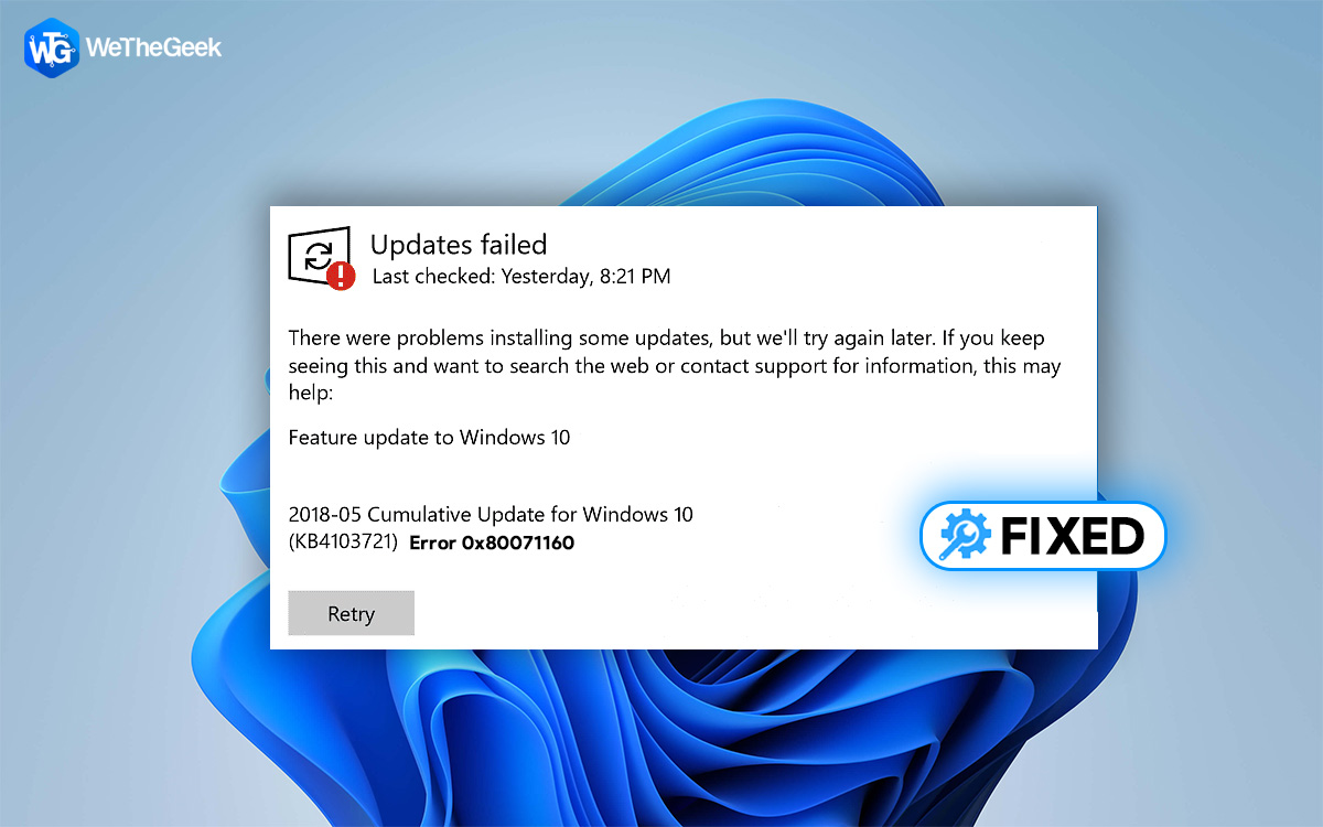 How to Fix Windows Update Error 0x80071160